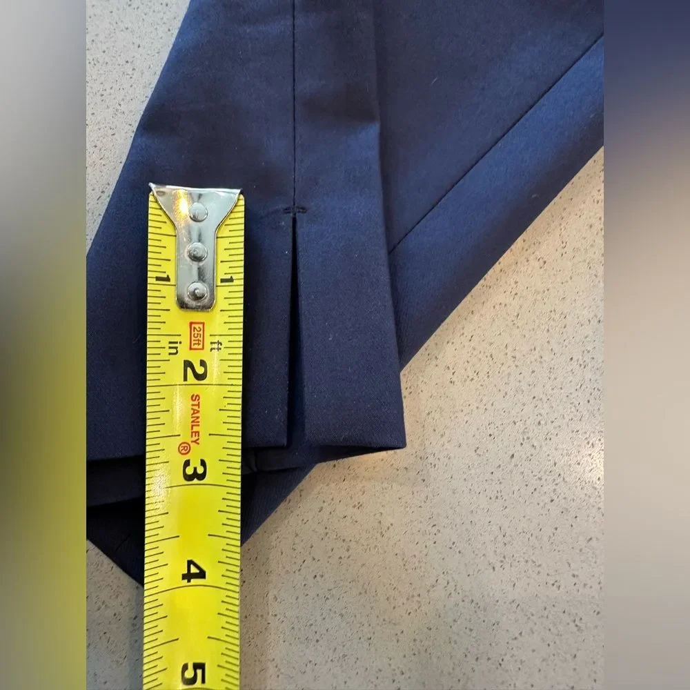 Tory Burch Women's Navy Blue Slit Hem Cotton Blend Pants Size 4